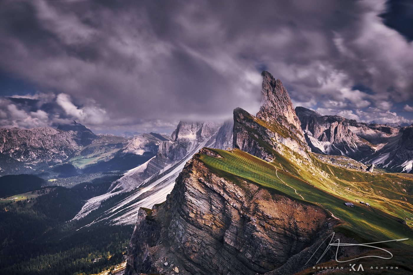 Blick auf den wunderschönen Berg Seceda